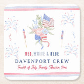 赤白と青 | 7月4日懇親会 スクエアペーパーコースター (正面)