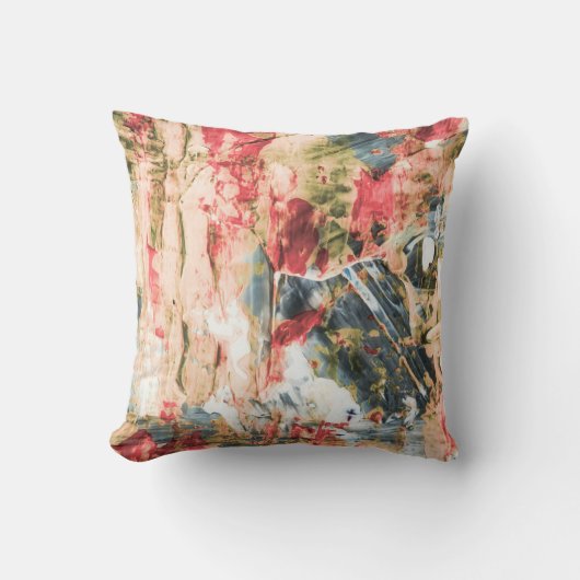 赤白と黄色の抽象芸術絵画 クッション (正面)