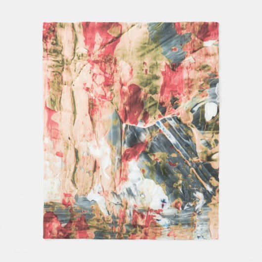 赤白と黄色の抽象芸術絵画 フリースブランケット (正面)