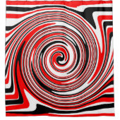 赤白と黒のサイケデリックデザイン シャワーカーテン (正面)