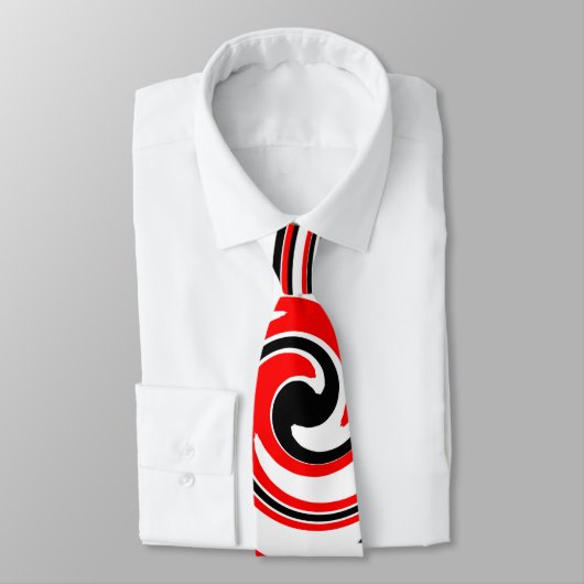 赤白と黒のサイケデリックデザイン ネクタイ (タイ)