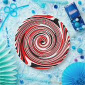 赤白と黒のサイケデリックデザイン ペーパープレート (パーティー)