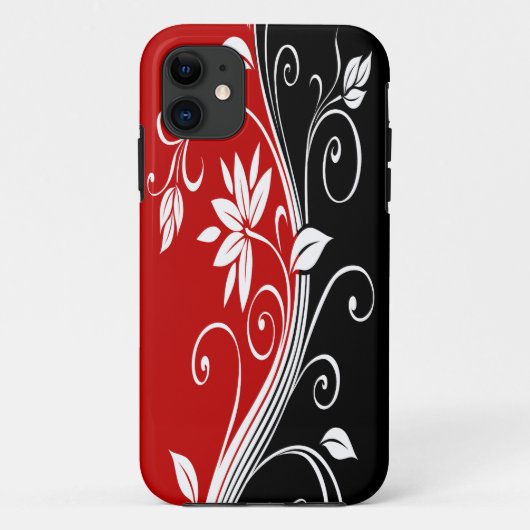赤白と黒のフローラ Case-Mate iPhoneケース (裏面)