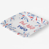 赤白と2つの誕生日花火プレート ペーパープレート (傾斜あり)