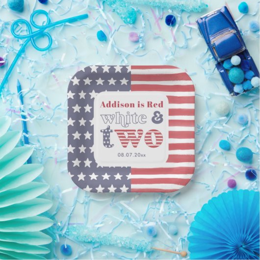 赤白と2つの調理用の2番目の誕生日パーティー ペーパープレート (パーティー)