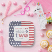 赤白と2つの調理用の2番目の誕生日パーティー ペーパープレート (パーティー)