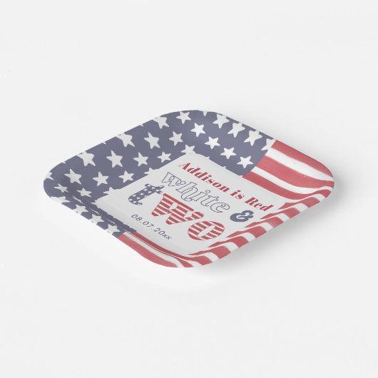 赤白と2つの調理用の2番目の誕生日パーティー ペーパープレート (傾斜あり)