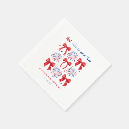 赤白と2つの7月の女の子2nd誕生日へようこそ スタンダードカクテルナプキン (角)