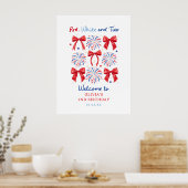 赤白と2つの7月の女の子2nd誕生日へようこそ ポスター (キッチン)