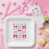 赤白と2つの7月の女の子2nd誕生日パーティー ペーパープレート (パーティー)