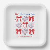 赤白と2つの7月の女の子2nd誕生日パーティー ペーパープレート (正面)
