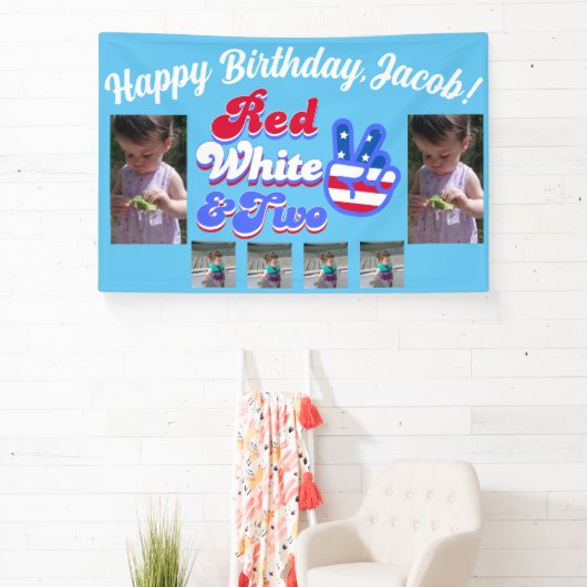 赤白と2テーマ誕生日パーティバナー 横断幕 (インサイチュ)