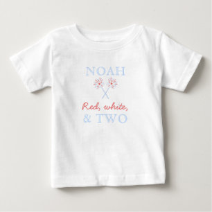 赤白と2歳の誕生日Tシャツ ベビーTシャツ