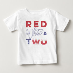 赤白と2歳の誕生日Tシャツ ベビーTシャツ