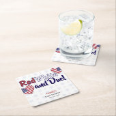 赤白と7月4日の愛国的な赤ちゃんシャワー スクエアペーパーコースター (インサイチュ)