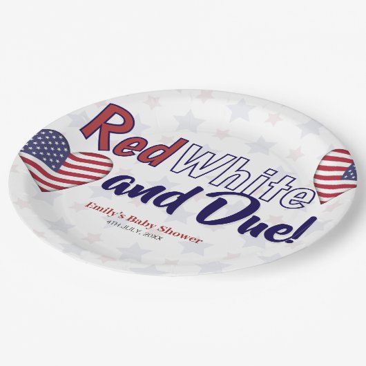 赤白と7月4日の愛国的な赤ちゃんシャワー ペーパープレート (アングル)
