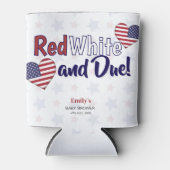 赤白と7月4日の愛国的な赤ちゃんシャワー 缶クーラー (正面)