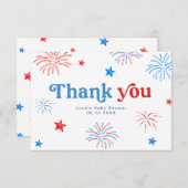 赤白と7月4日Patriotic Thank サンキューカード (正面/裏面)