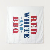 赤白とBBQ 面白い 7月4日 タペストリー (正面(横))