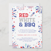 赤白とBBQ 4th July 愛国的な花火 招待状 (正面)
