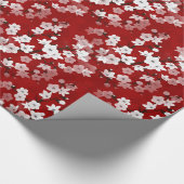 赤白のさくらんぼの花模様  ラッピングペーパー (角)