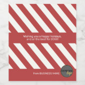 赤白のキャンディケイン コーポレート ロゴ ホリデー ギフト ワインラベル (シングルラベル)