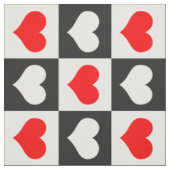 赤白のチェックハート ファブリック (見本)