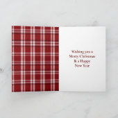 赤白のチェック柄のクリスマス カード (内部)