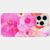 赤白のバラとピンクのアネモネの花のモノグラム Case-Mate iPhoneケース (裏面 (横))