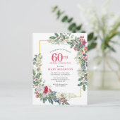赤白のバラの花 ホリーデーの60歳招待状 ポストカード (スタンド正面)
