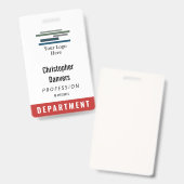 赤白の従業員ID大きなロゴ バッジ (正面＆裏面)