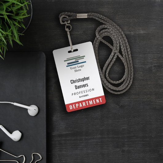 赤白の従業員ID大きなロゴ バッジ