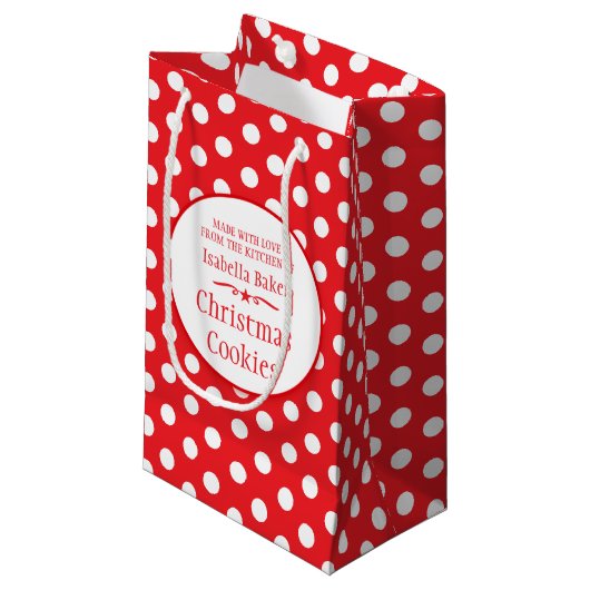 赤白の水玉模様Cookieのスワップ/ベーキング抱き枕 スモールペーパーバッグ (正面アングル)