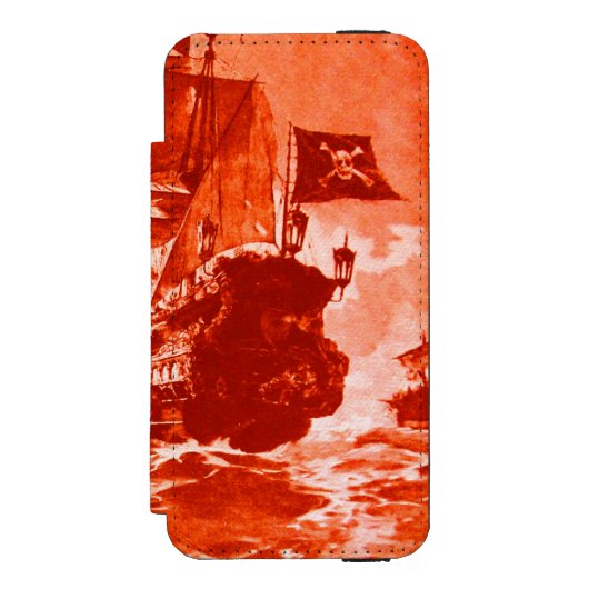 赤白の海賊船の戦い INCIPIO iPhoneウォレットケース (フォリオ 正面)