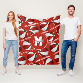 赤白の私はバスケットボールチームカラーフリースBla フリースブランケット