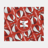 赤白の私はバスケットボールチームカラーフリースBla フリースブランケット (正面(横))