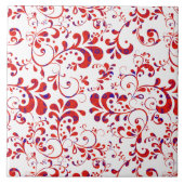 赤白の花柄 タイル (正面)