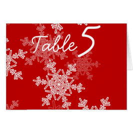 赤白の雪の結晶クリスマスウェディングテーブルナンバー