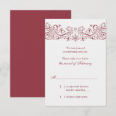 赤白の雪の花　冬のウェディング　返信カード 招待状 (正面/裏面)