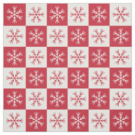 赤白の雪片パ市松模様にターン ファブリック