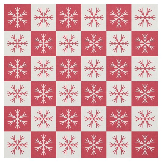 赤白の雪片パ市松模様にターン ファブリック (見本)