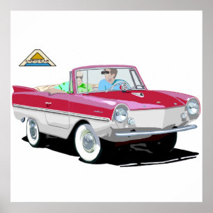 赤白のAmphicar ポスター
