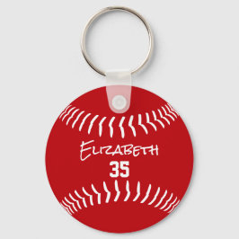 赤白またはANYチームカラーのソフトボール野球 キーホルダー