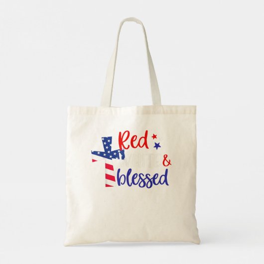 赤白アメリ賛美カス・イエス・クロス・クリスチャン4 トートバッグ (裏面)