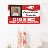 赤白カスタム写真卒業サイン 横断幕 (インサイチュ)