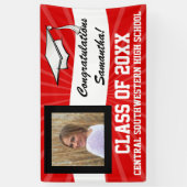 赤白カスタム写真卒業サイン 横断幕 (縦)