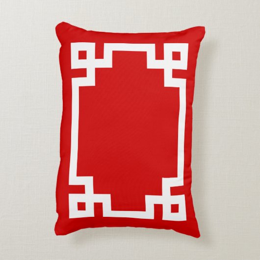 赤白ギリシャ鍵フレーム#2イニシャルモノグラム アクセントクッション (裏面(縦))