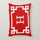 赤白ギリシャ鍵フレーム#2イニシャルモノグラム アクセントクッション (正面(垂直))