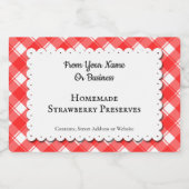 赤白ギンガムプレイドカスタム食品ラベル フードラベル (シングルラベル)