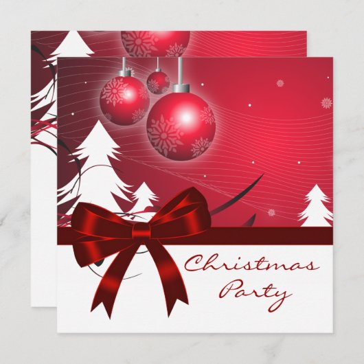赤白クリスマスツリー赤白クリスマスパーティー 招待状 (正面/裏面)